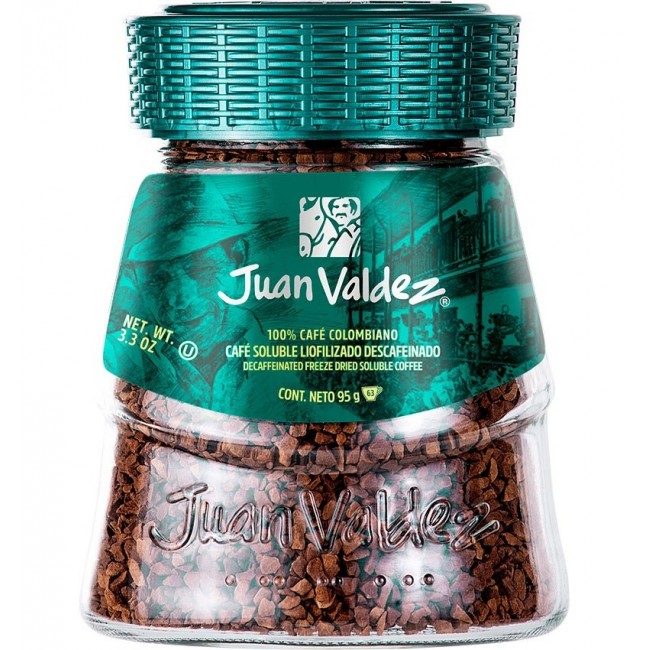 Cafea solubila liofilizata Fara Cofeina, Juan Valdez, borcan 95 gr