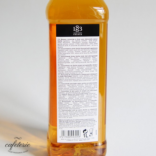 Sirop 1883 Vanilie, Sugar Free, 1L