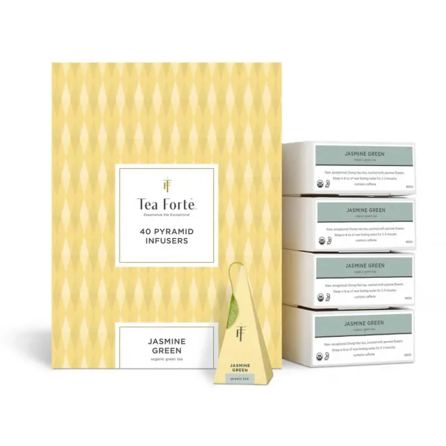 Ceai Jasmine Green ECO - Tea Forte -cutie cu 40 de piramide de ceai