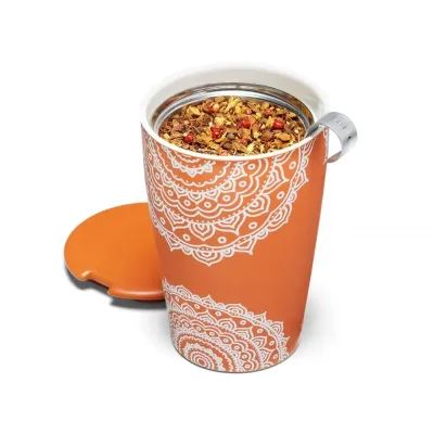 Cana ceai din ceramica cu pereti dubli si infuzor din inox Kati Chakra - Tea Forte
