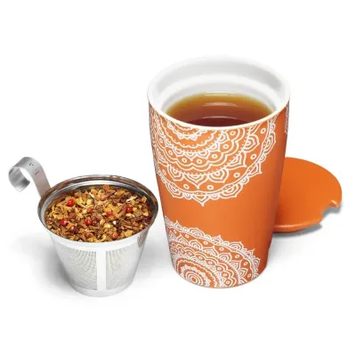 Cana ceai din ceramica cu pereti dubli si infuzor din inox Kati Chakra - Tea Forte