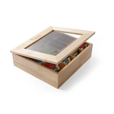 Cutie de Lemn pentru Pliculete de Ceai 12 Compartimente Hendi