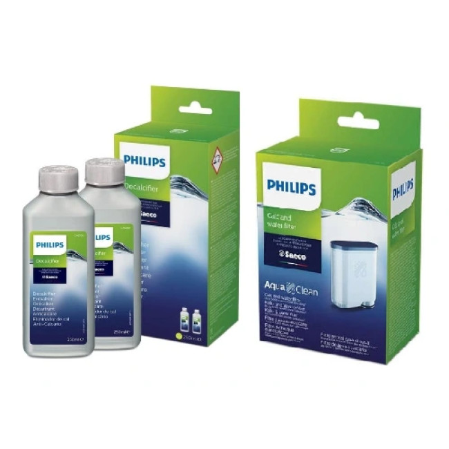 Set Decalcifiant Philips 2 x 250 ml + Filtru Apa Philips Aqua Clean