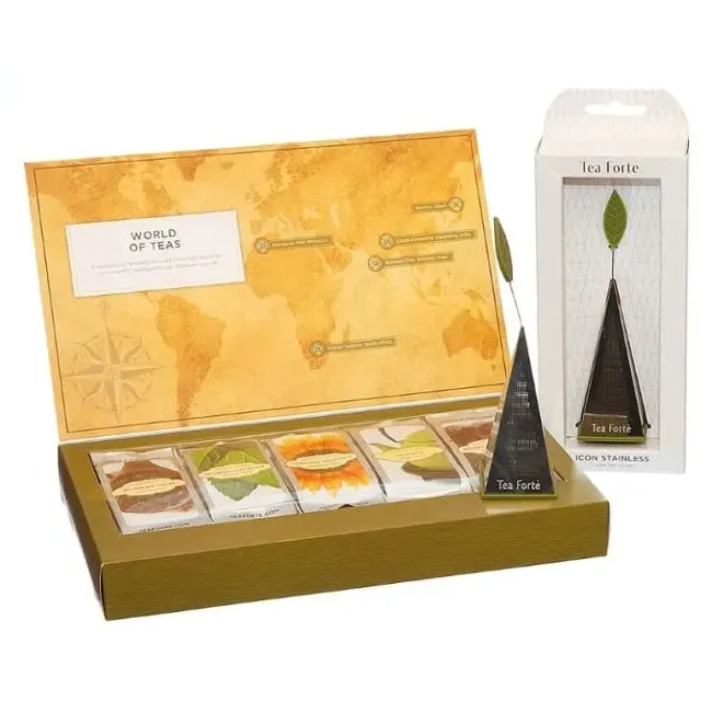 Pachet cadou cu ceai si infuzor din inox World of Teas infuser gift- Tea Forte